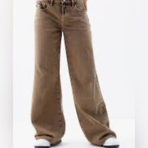 PacSun new no tag amazing button fly Taupe brown baggy Wide Leg Jeans 26/31